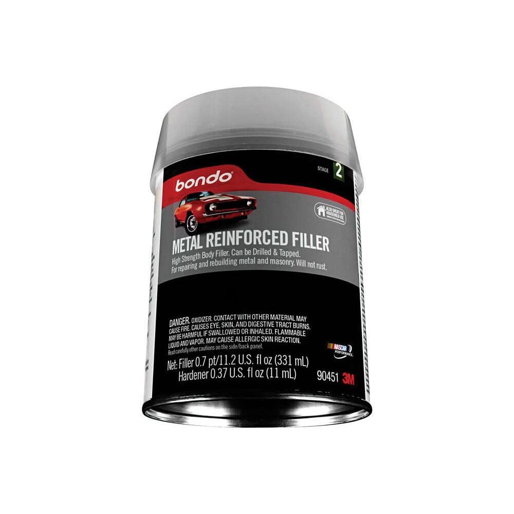 Bondo Metal Reinforced Filler - High Strength Filler, Can Be Drilled And Tapped - Will Not Rust, 11.2 Fl Oz With 0.37 Oz Hardene