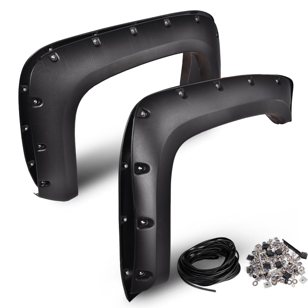 G-Plus Pocket Rivet Fender Flares, Compatible With Chevy Silverado 1500 07-13/ Silverado 2500Hd 3500Hd 07-14[Not Fit Gmc Sierra]