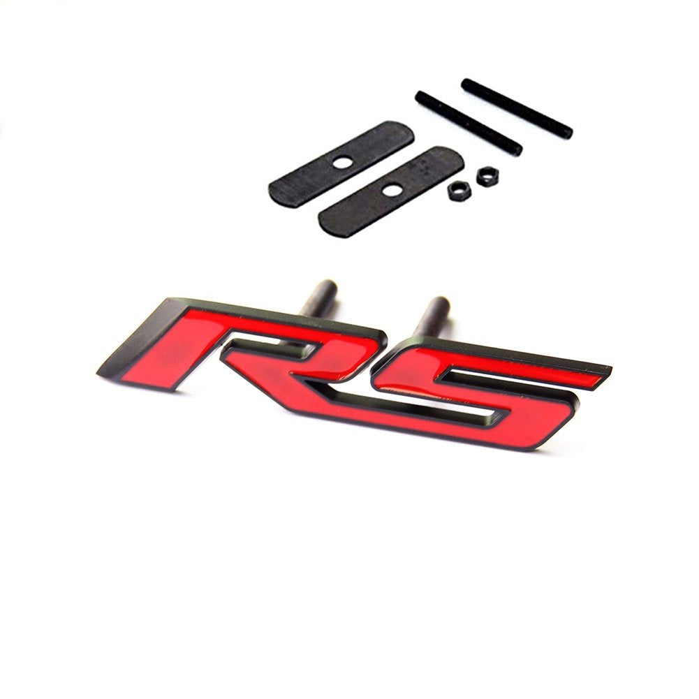 Yoaoo 1X Oem Black Grille Rs Emblem Badge 3D Metal Compatible With Zl1 1Le Series Matte Black Red