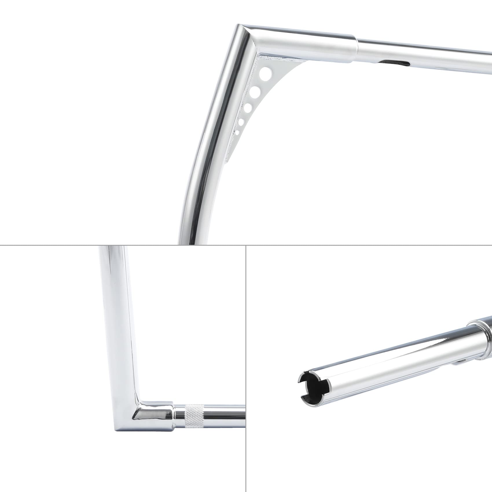 Xfmt Motorcycle Rise Ape Hangers Bar 1-1/4'' Batwing Handlebar For Harley Sportster Xl Softail Dyna Road King (Chrome, 20'')
