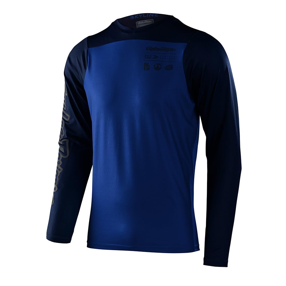 Troy Lee Designs Cycling MTB Bicycle Mountain Bike Jersey Shirt for Men, Skyline LS Chill Jersey Mono, True Blue, Large