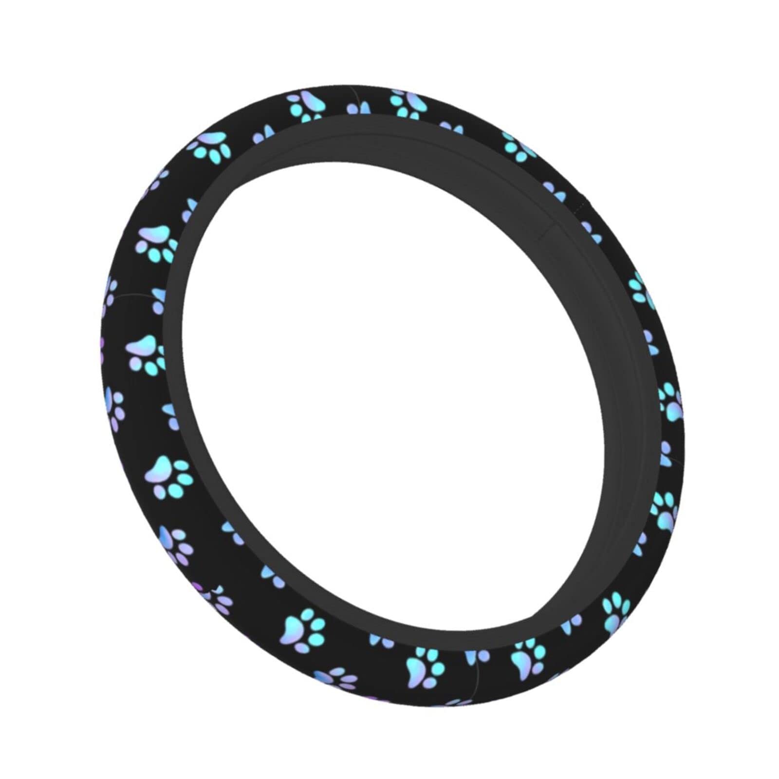 Paw Prints Steering Wheel Cover For Women Men, 15 Inches Purple Galaxy Neoprene Anti-Slip Cute Universal Car Steering Wheel Grip Wrap Car Accessories Protective Case Cover For Vehicle Truck Suv