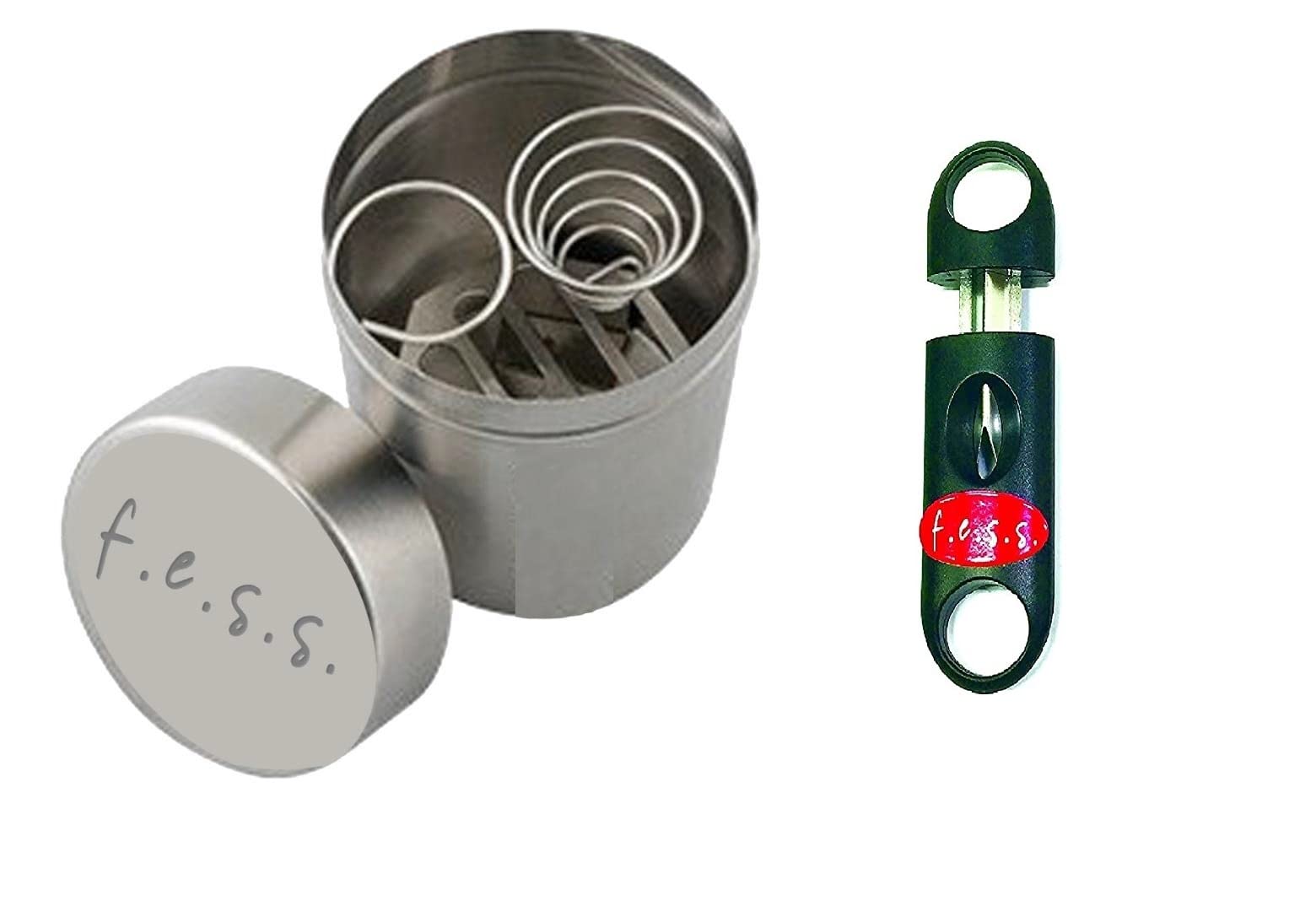 FESS Products Portable Car Ashtray Can with V Cut Cigar Cutter - Silver, One Size, Metal, Fits in Cup Holder