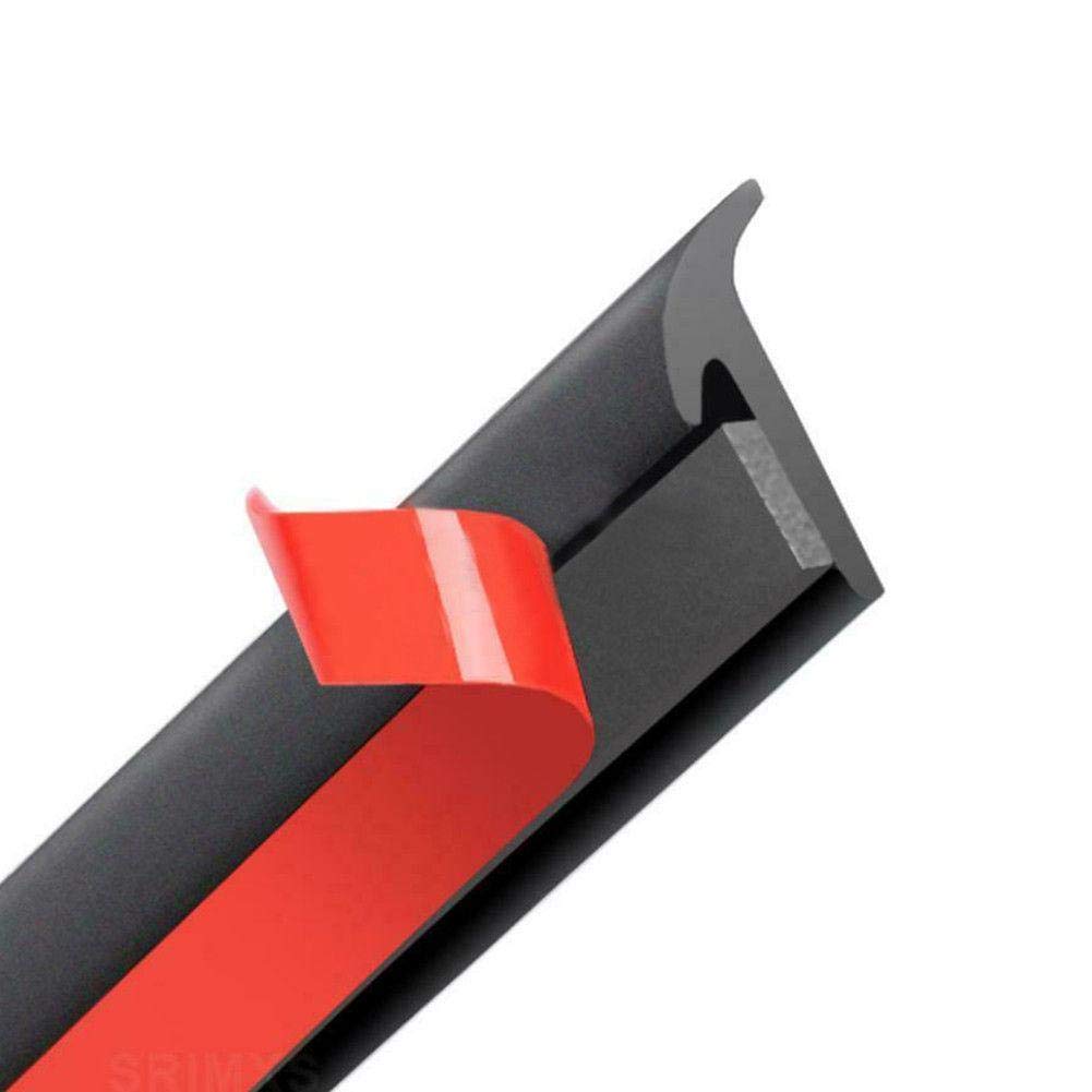 Greceyou 5M/16.5Ft Universal Self Adhesive Auto Rubber Weather Draft Seal Strip, Car Windshield Edge Moulding Sealing Strip Soundproof T-Type Rubber Edge Protector Trim, Black, 6 * 10Mm