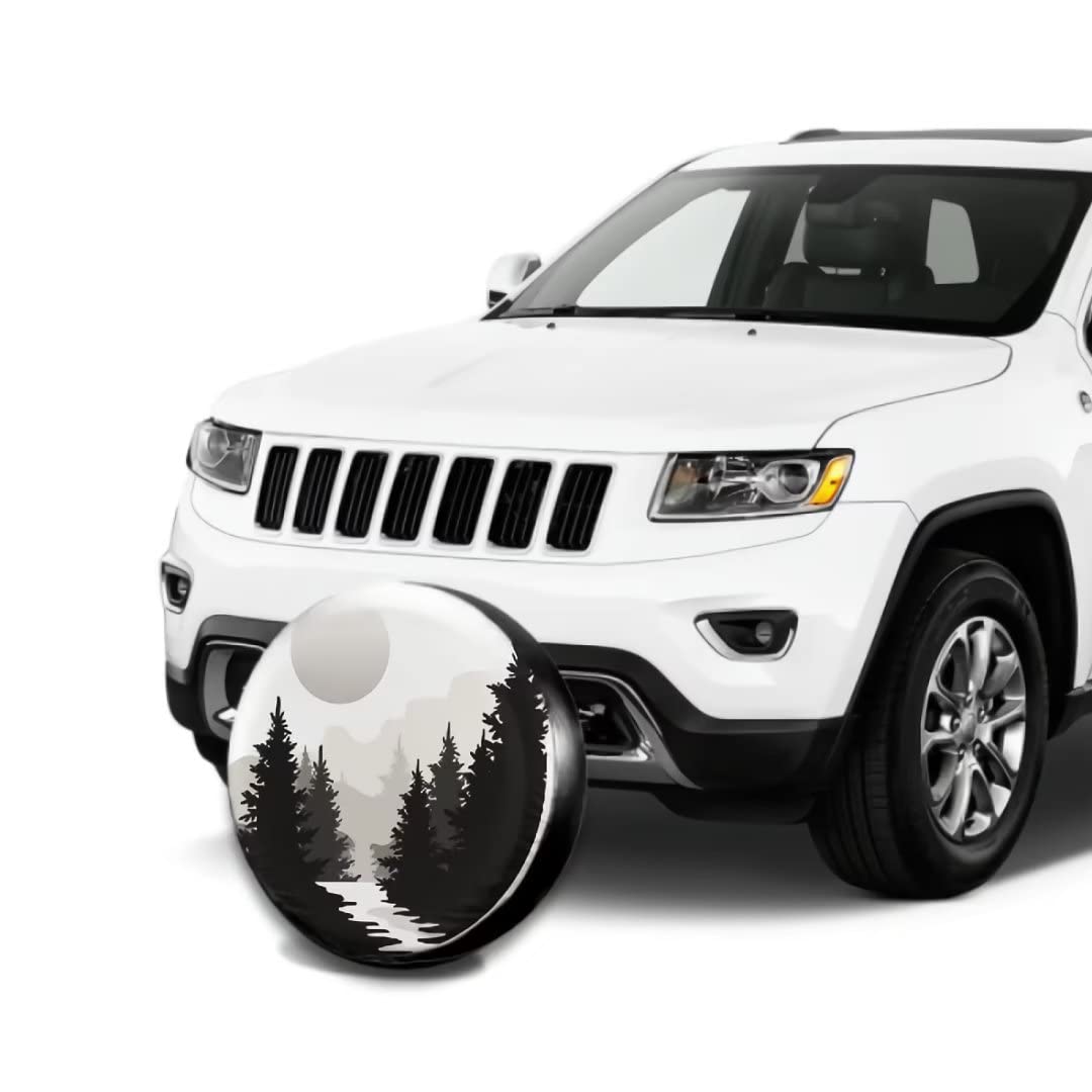 Abstract Moon Spare Tire Cover Mountain Tree Waterproof Dust-Proof Universal Spare Wheel Tire Covers 14 Inch Fit For Rv Trailer