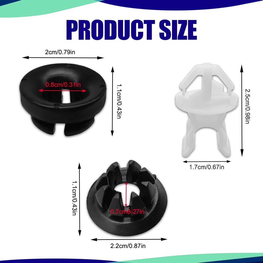 9PCS Hood Prop Rod Holder, Car Hood Holder, Black White Hood Rod Grommet Clips, 91503-SS0-003 91604-SD2-013 Car Engine Hood Stay