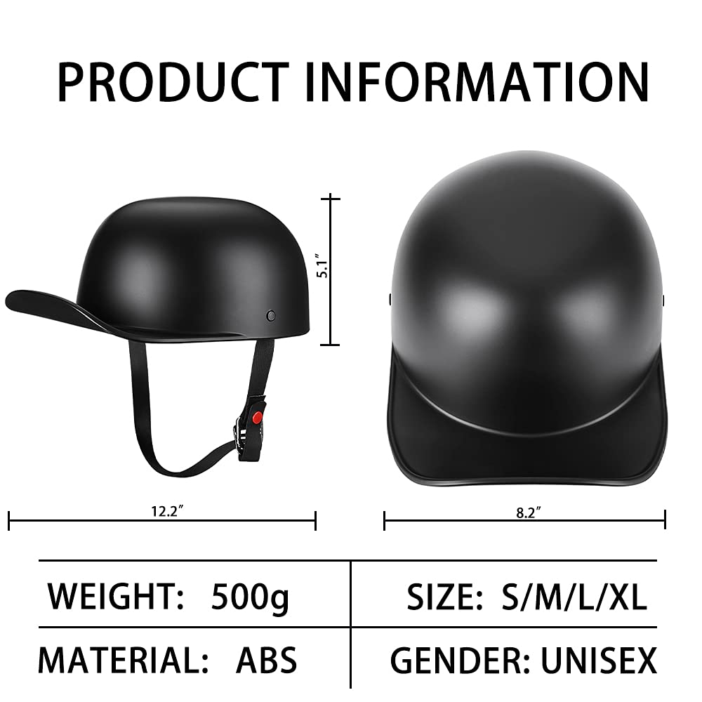 Yesmotor Baseball Motorcycle Helmet Half Cap For Bike Cruiser Chopper Moped Scooter- Dot Approved (Carbon Fiber, Xxl)