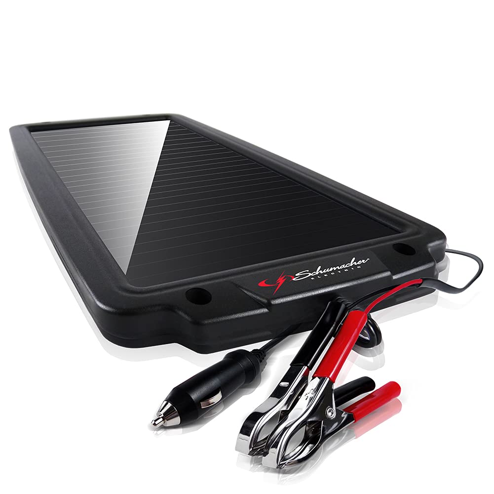 Schumacher SP-200 2.4W Solar Battery Maintainer - Water Resistant for Motorcycles, Cars, RVs - Black