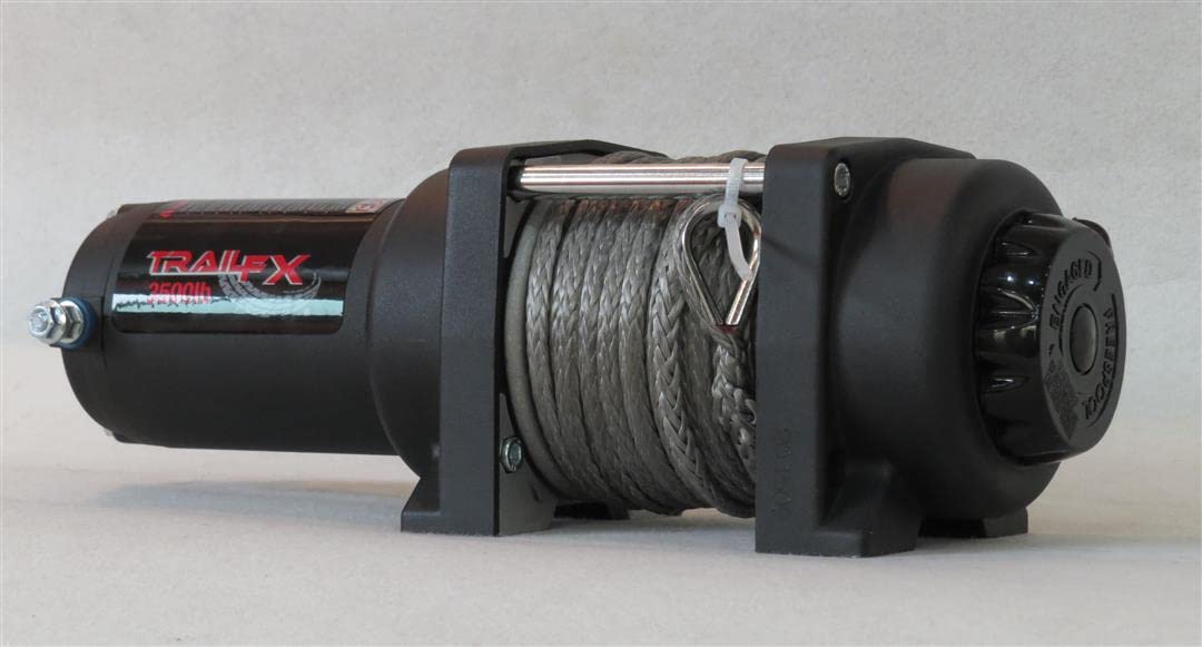 Trailfx ATV UTV Winch 3,500 lb Line Pull 50 Foot Synthetic Rope 250A Electric Aluminum Hawse Fairlead Handlebar Switch and Wired