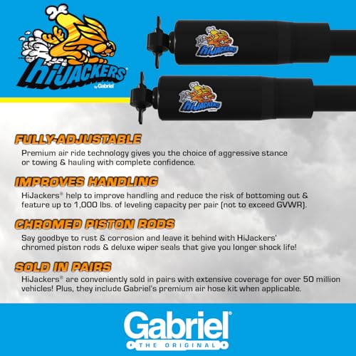 Gabriel 49152 Hijackers Rear Adjustable Air Shock Absorbers Fits Buick Century; Chevrolet Chevelle; Gmc Sprint; Nissan 610, 710,