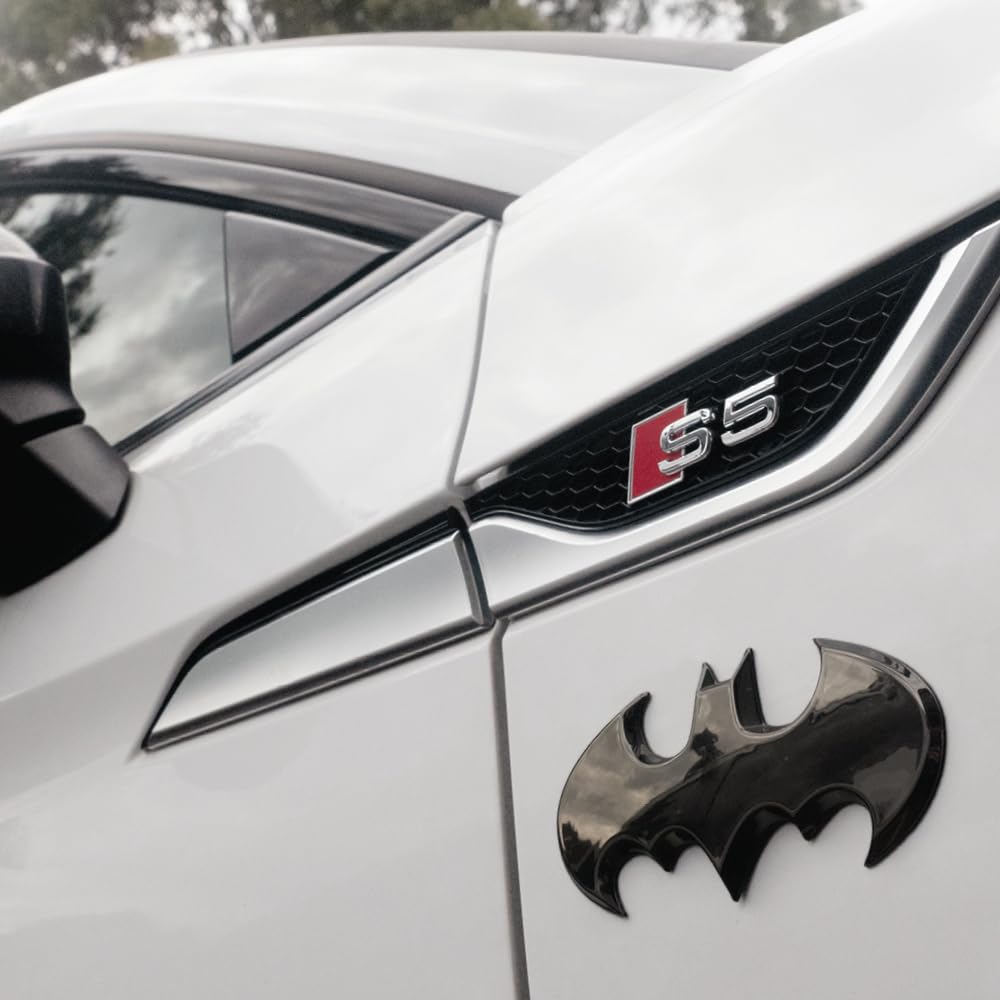 Fan Emblems Batman 3D Car Badge - Black Chrome, 3.8x1.8x0.2 inches, Model FEDC9672-007, Chrome-Finished Polymer Composite