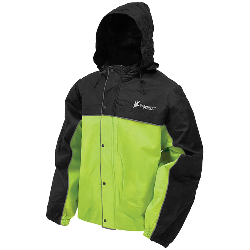 FROGG TOGGS Men's Road Toad Reflective Waterproof Rain Jacket, Hi-Vis Black, X-Large - Perfect for Outdoor Adventures