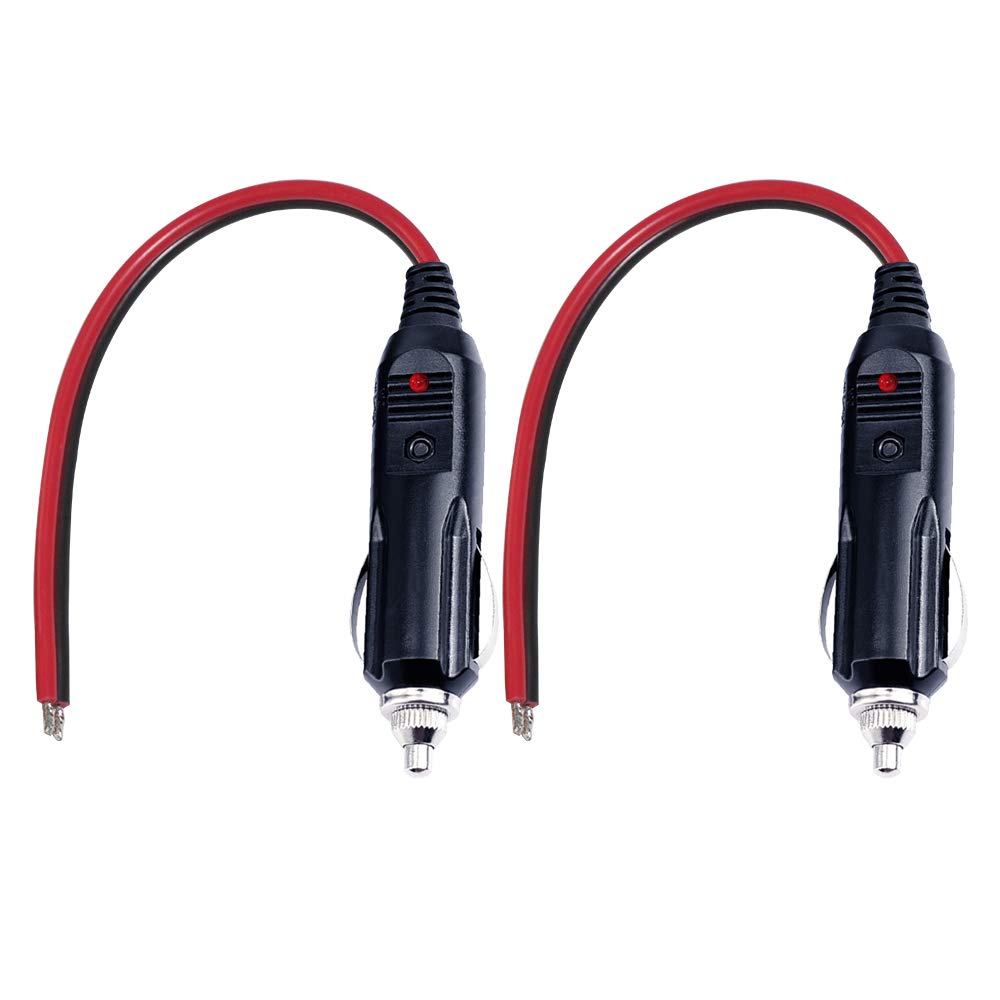 [5Pack]12V Replacement Cigarette Lighter Male Plug With Lead - 12V 15Amp Fused Replacement Cigarette Lighter Male Plug With Led