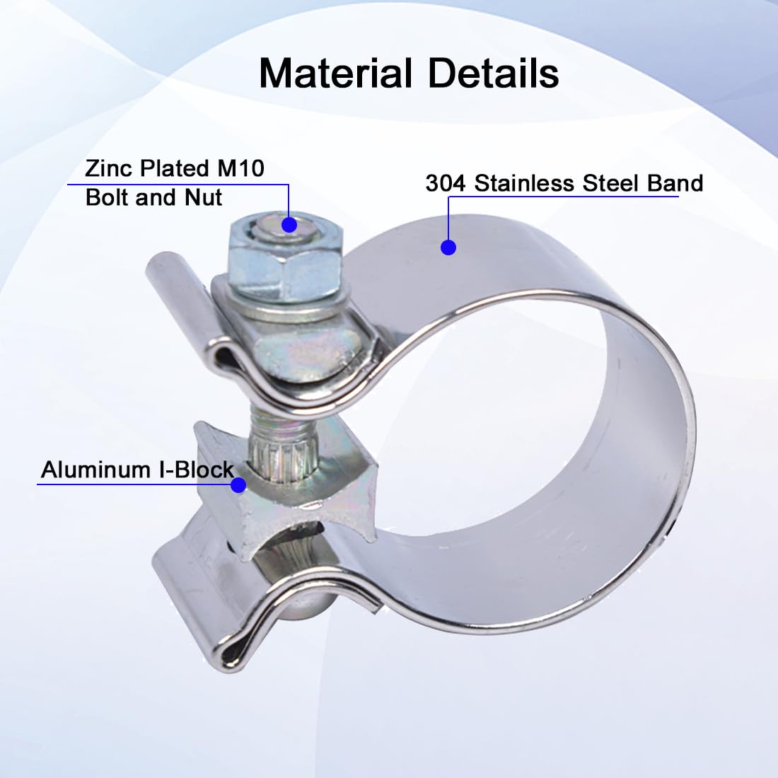 Elifecenter 1.75'' Exhaust Band Clamps T304 Stainless Steel 1-3/4 Inch Exhaust Narrow Lap Butt Clamps(2 Pieces)