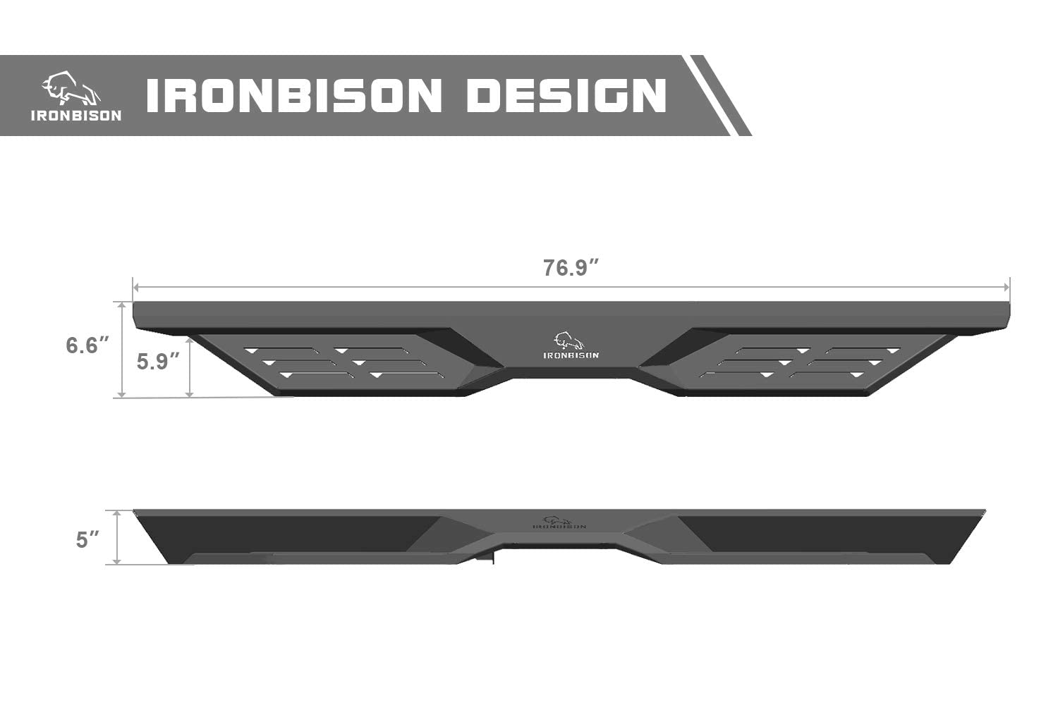 IRONBISON Running Boards Nerf Bars for 2015-2024 Chevy Colorado/GMC Canyon, Carbon Steel, Black, Model IBDS-C001
