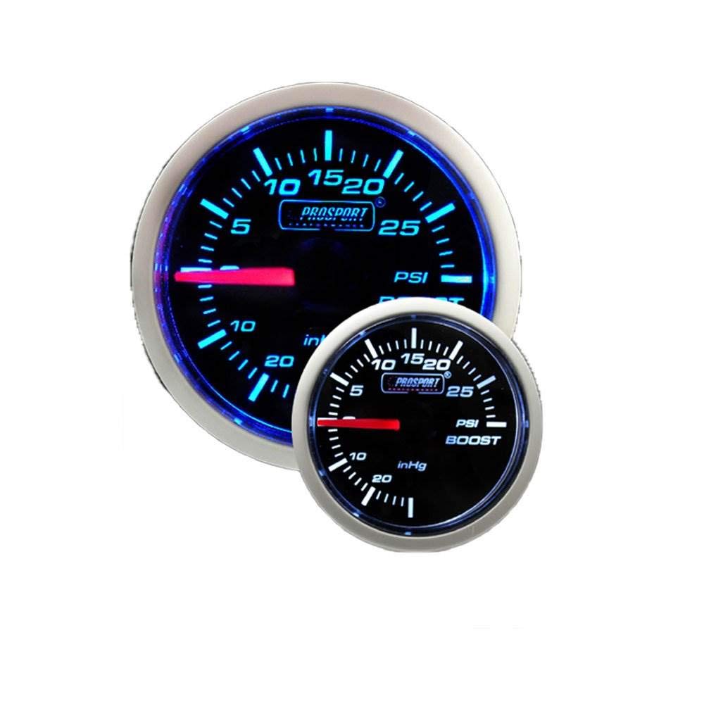 Prosport 216Bfwbebosm.Psi Boost Gauge Electrical - W/Sender - Blue - White 52Mm -