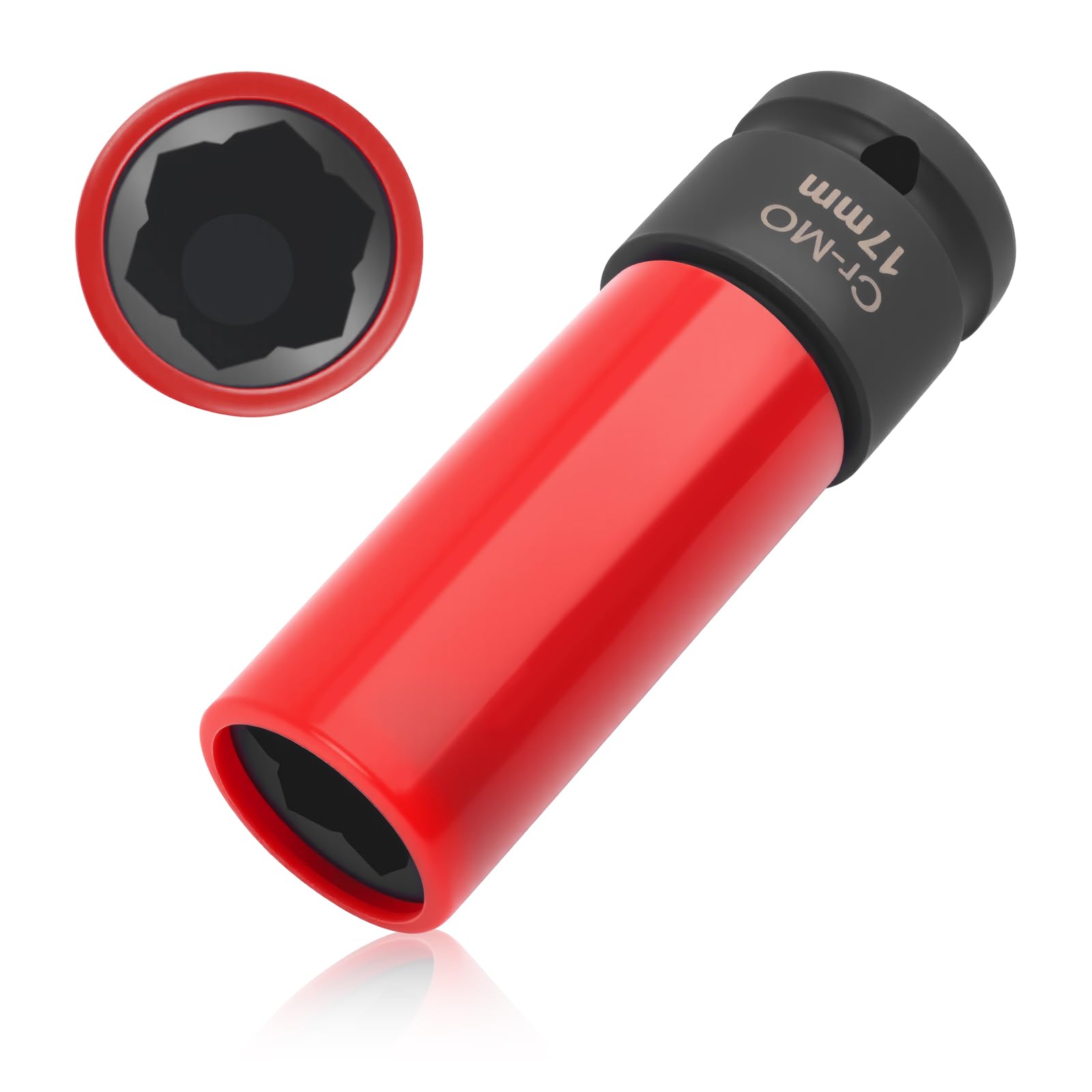 17mm Socket 1/2 Drive,Non-Marring Wheel Lug Nuts Socket with Flower Head,Professional Lug Nut Removal Tool as Car Tools Compatib