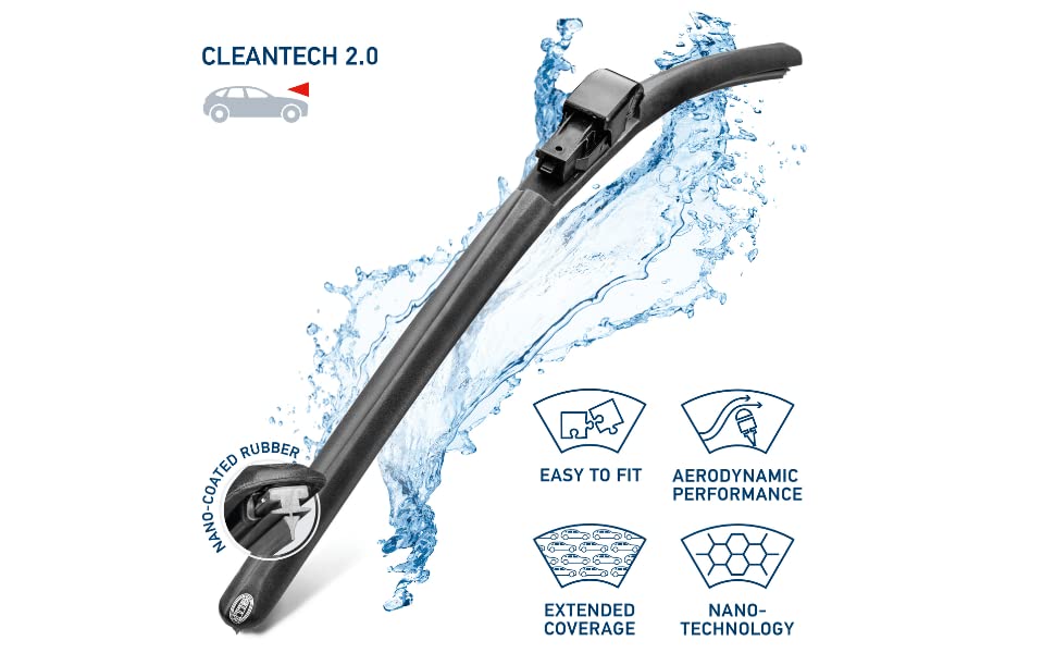 Hella Oe Quality 16 Inch All Seasons Nano- Coated Rubber Cleantech Wiper Blade (Single Blade) Fits Select Ford Opel Peugeot Seat