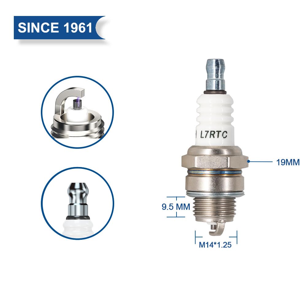 4PK TORCH L7RTC Spark Plug Replace for Champion 859/RCJ7Y 863/RCJ8Y 852/RCJ6Y 853/CJ7Y 848/CJ8Y 858/CJ6Y, for NGK 6703/BPMR7A BP