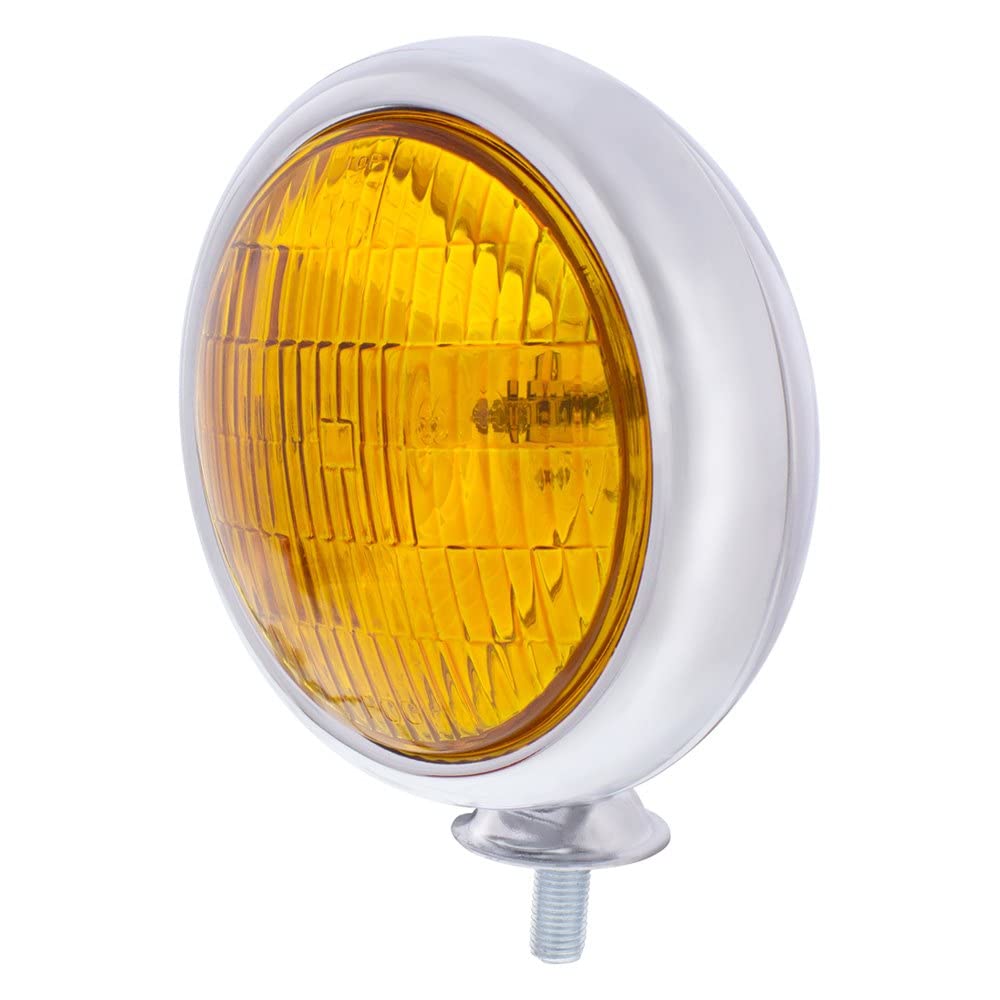 United Pacific 6V Vintage Chrome Fog Light, Amber Lens,Oe,C364009