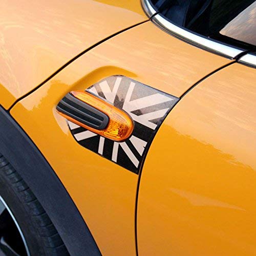 Xotic Tech Union Jack Decal Stickers for Mini Cooper F55/F56, Black Vinyl Replacement Fender Scuttles