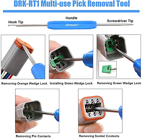 JRready DT Deutsch Connector Kit - 2 3 4 6 8 12 Pin, Waterproof IP67, Gray, Size 16, Automotive Repair Accessory