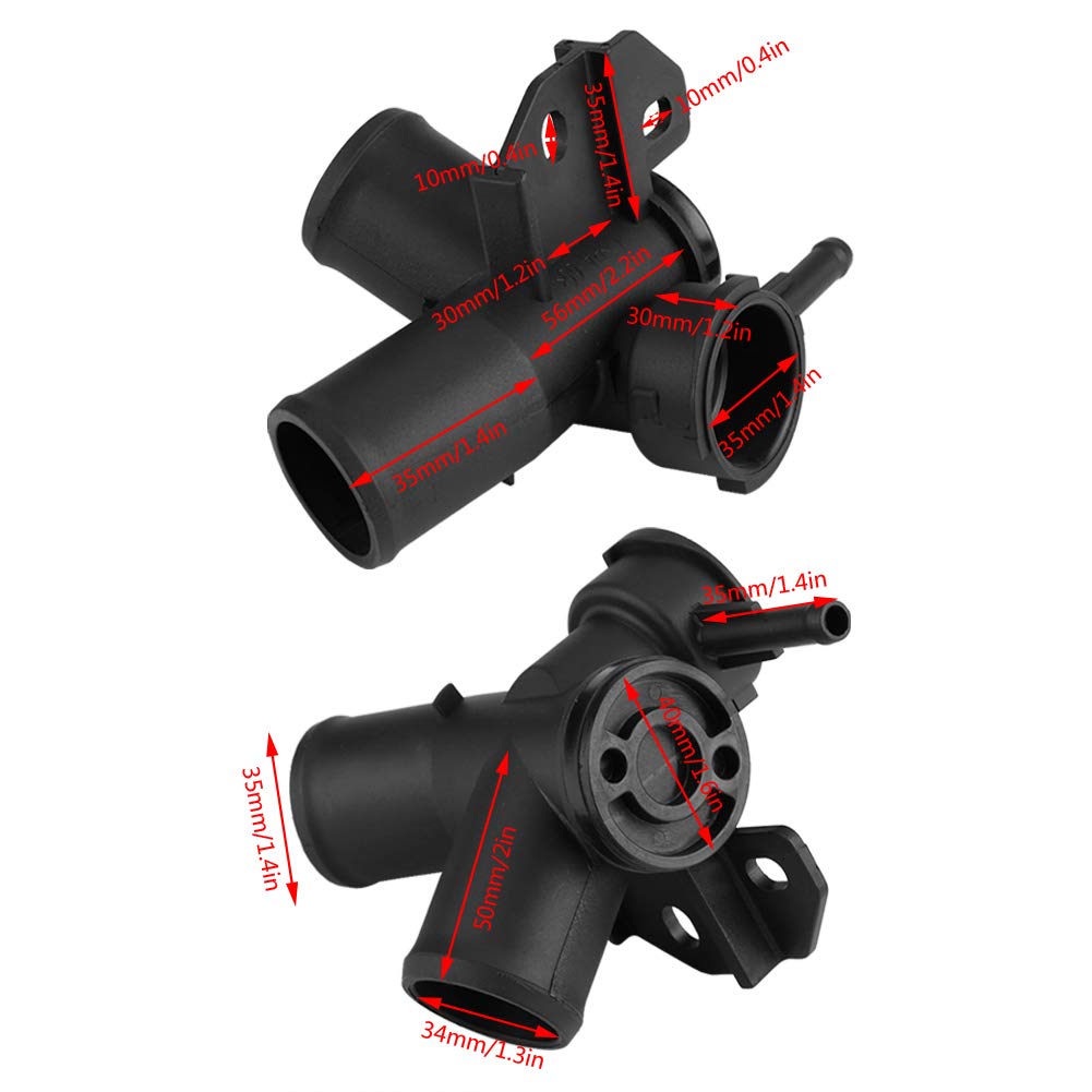 Keenso Inline Radiator Filler Neck Water Outlet Flange for Nissan Altima 2.5L L4 (2007-2012) - Black Plastic - Normal Size