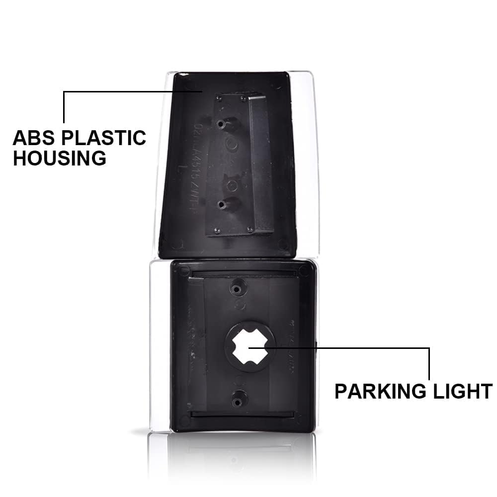 Pit66 Corner Signal Side Marker Lamps, Compatible With Chevy C/K 1500 2500 3500 Suburban 94-99/ Chevy Tahoe 95-99/ Chevy 94 Full Size Signal Lamp Clear Lens Black Housing Clear Reflector 4 Pcs