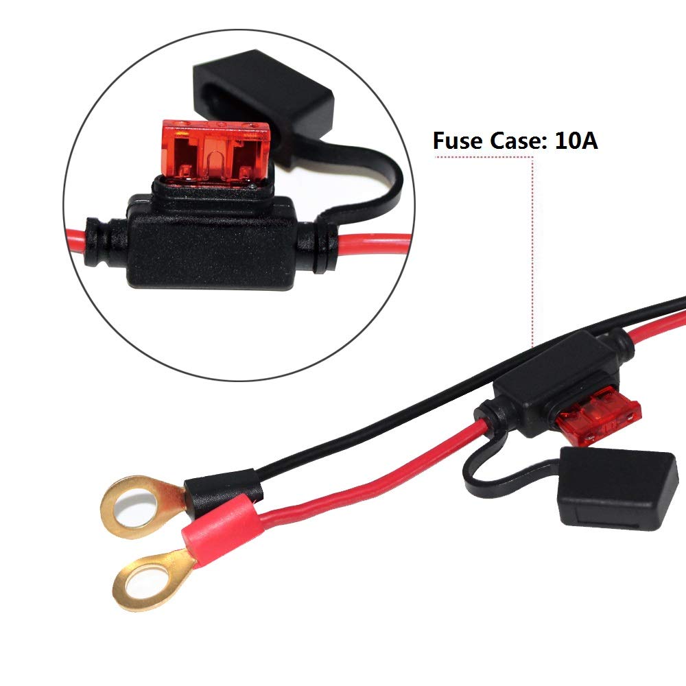 Sparking 6Ft Ring Terminal Cable - Sae To O Ring Terminal Harness Quick Connect/Disconnect Assembly, 10A Fuse (6Ft)