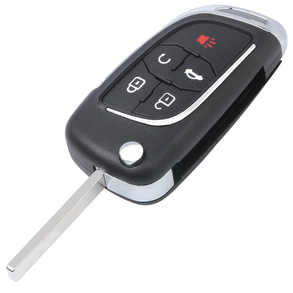 Keyecu 5 Button Flip Remote Key Shell Case for Chevy Camaro, Cruze, Equinox, Malibu - Plastic, OHT01060512, 13500222, 13504200