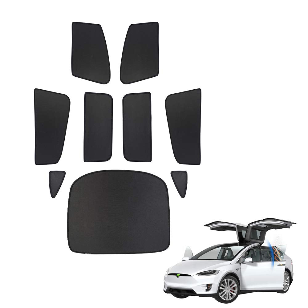 Premis Magnet Mesh Side Car Window Sun Shades Child Kid Glare Uv Rays Protection 9 Pcs For Tesla Model X