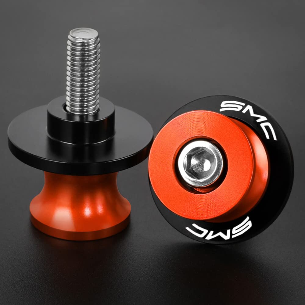 10Mm M10 X1.5 Motorcycle Swing Arm Sliders Spools Cnc Swing Arm Stand Screw, Fit With Smc 690 R Smc 790 Orange