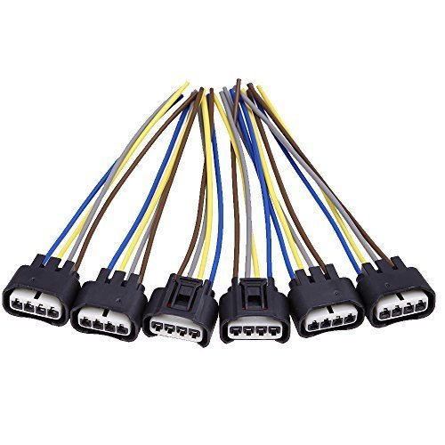 Saihisday 90980-11885 Ignition Coil Connector Plug Harness Replacement for Toyota Lexus 4-Way Female (Pack of 6)