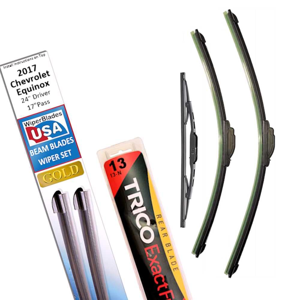 Beam Blade Wipers Replacement Set For 2017 Chevrolet Equinox W/Rear - Wiperbladesusa Gold Beam Wiper Blades Wipers Set