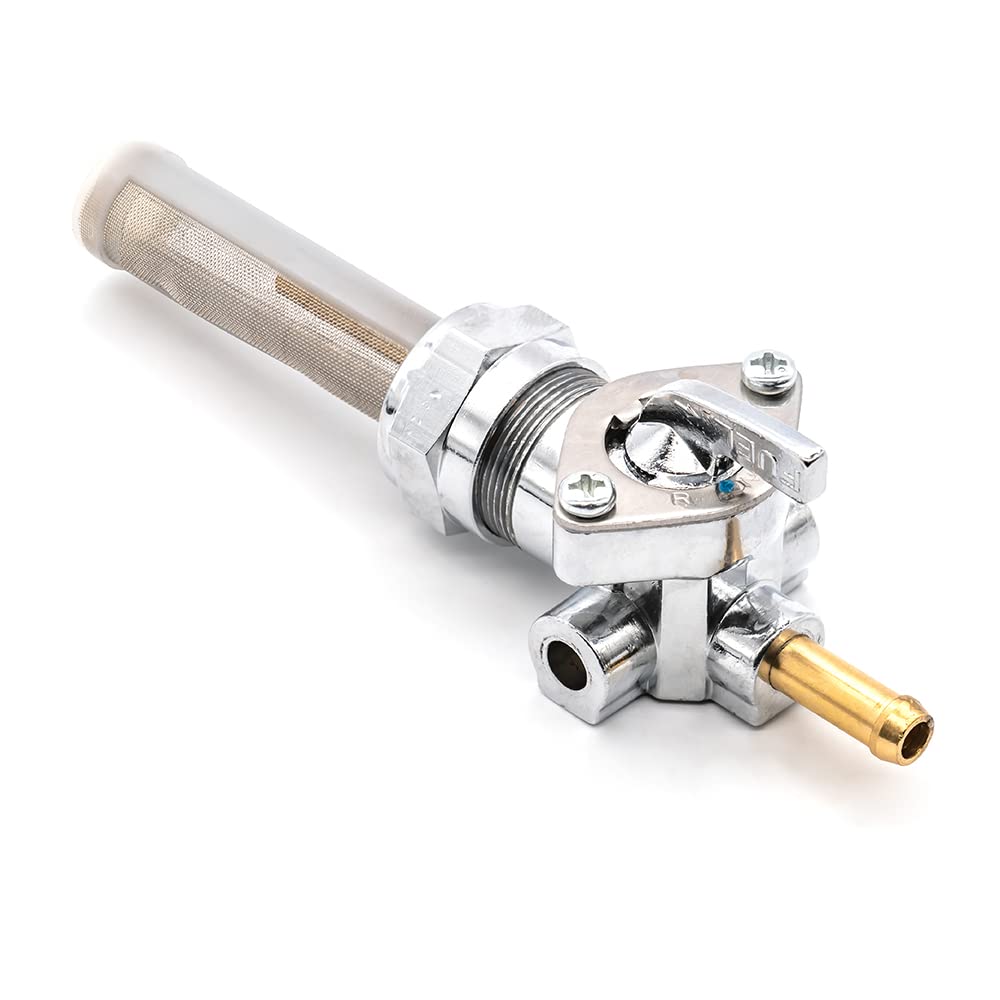 Onegercn 1975-2006 Harley Davidson 22mm Filtered Petcock STRAIGHT OUTLET Fuel Shut Off Valve - For Use with 1/4'' ID Fuel Hose -