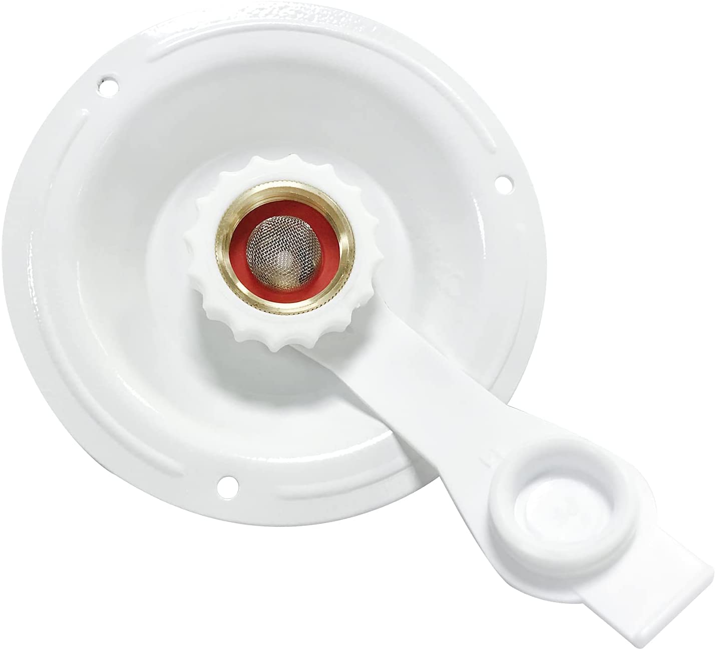 Rv White City Water Fill Inlet Flange Brass Check Valve 3/4 Nh Female To 1/2 Npt Male Flush Mount Lead-Free Brass Water Inlet Wi