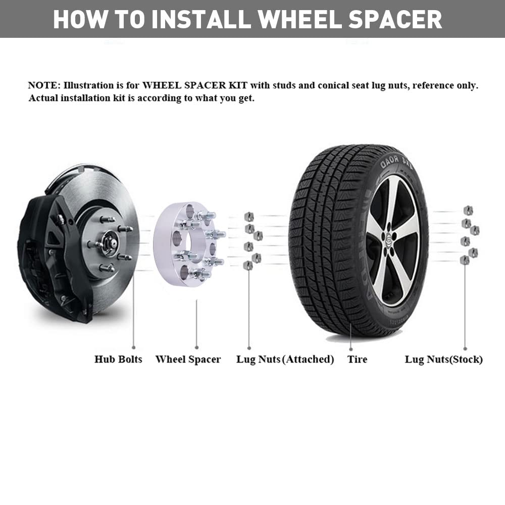 DCVAMOUS 6x120 to 6x5.5 Wheel Adapters, 1.5 Inch, Alloy Aluminum, Silver, Model WS208-04, 4PCS Compatible with