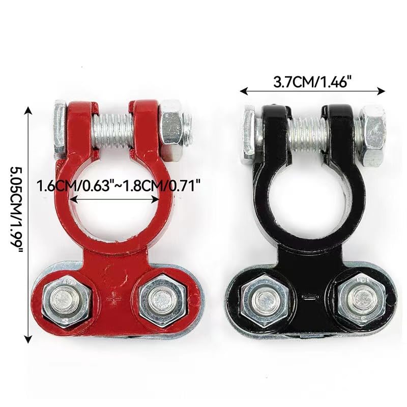 Battery Terminals Color Coded Set Top Post Connectors Clamps with Matching Anti Corrosion Felt Fiber Washers for Car Truck Vehic