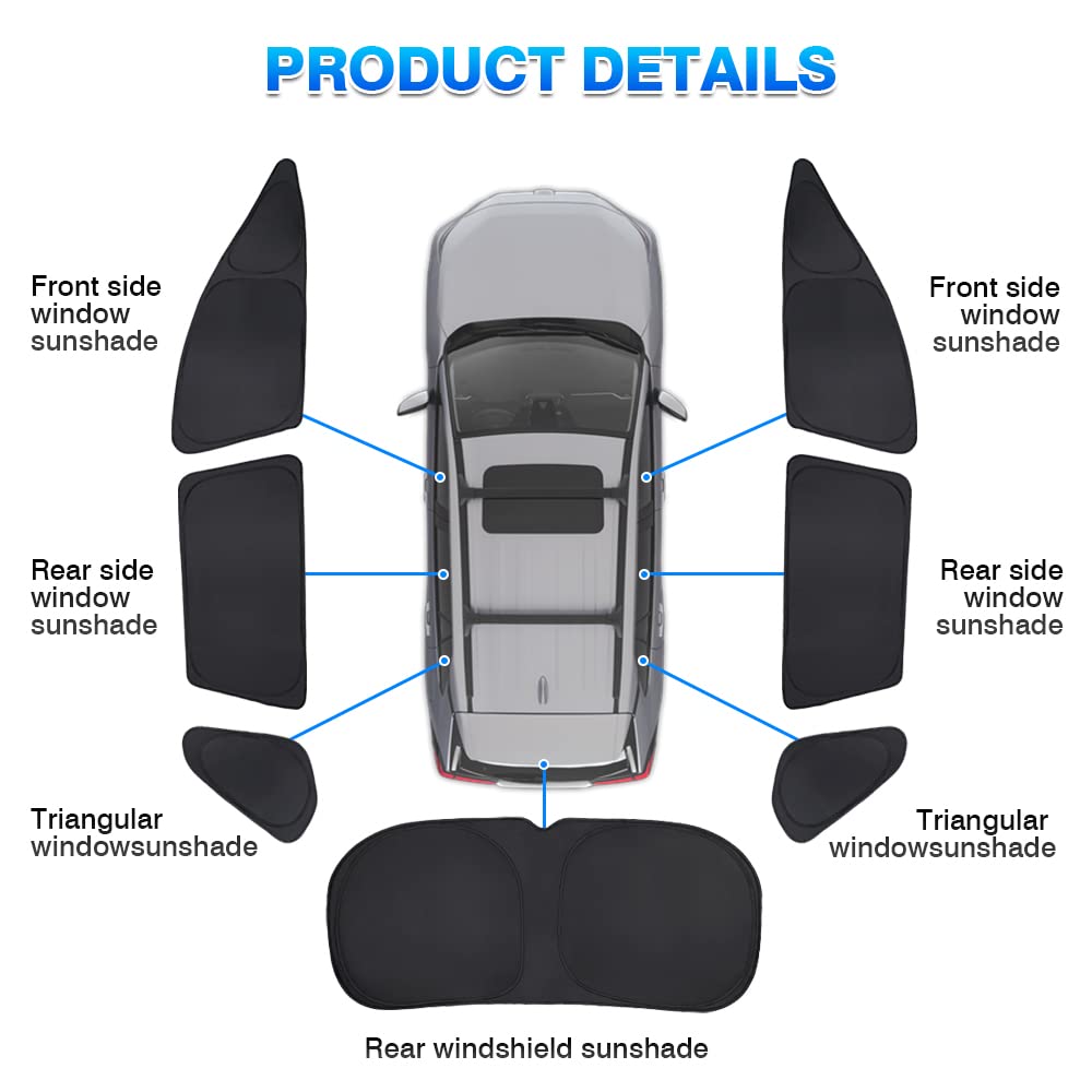T Tgbros Window Sunshade For 2019-2024 2025 Toyota Rav4 Accessories Side Rear Window Full Set Privacy Car Sun Shades Foldable Bl