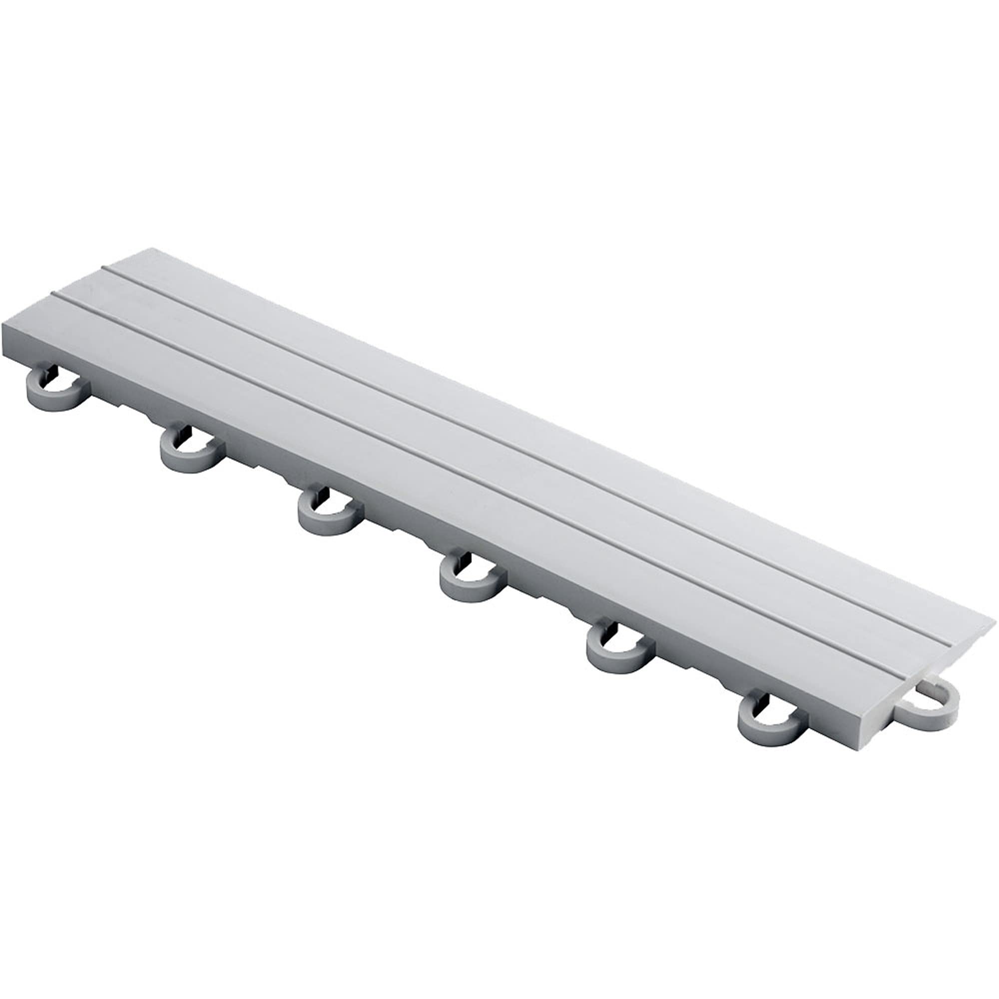 Speedway Diamond Looped Edge for Interlocking Garage Floor Tiles, 12 x 2.75-Inch, Silver, 10 Piece Set