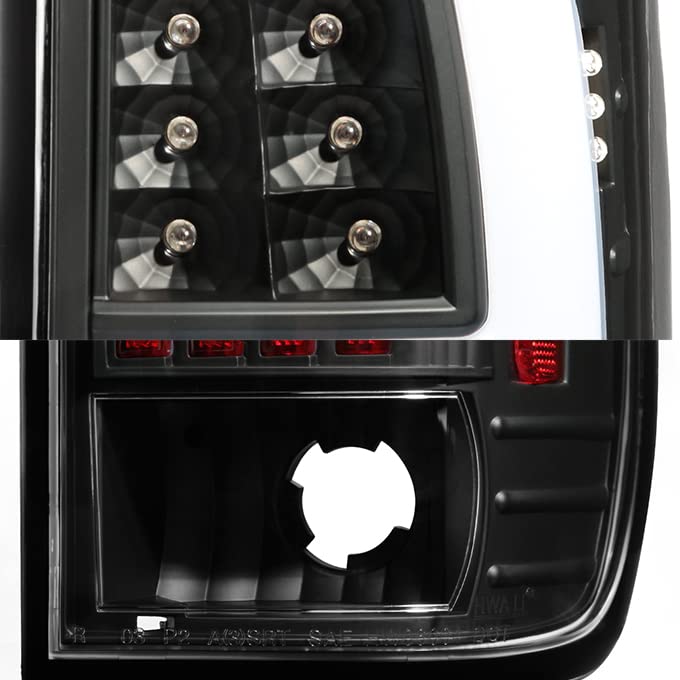 AKKON LED Tube Style Black Taillights for 1997-2003 Ford F150 & 1999-2007 F-Series Super Duty, Model SUVELAM