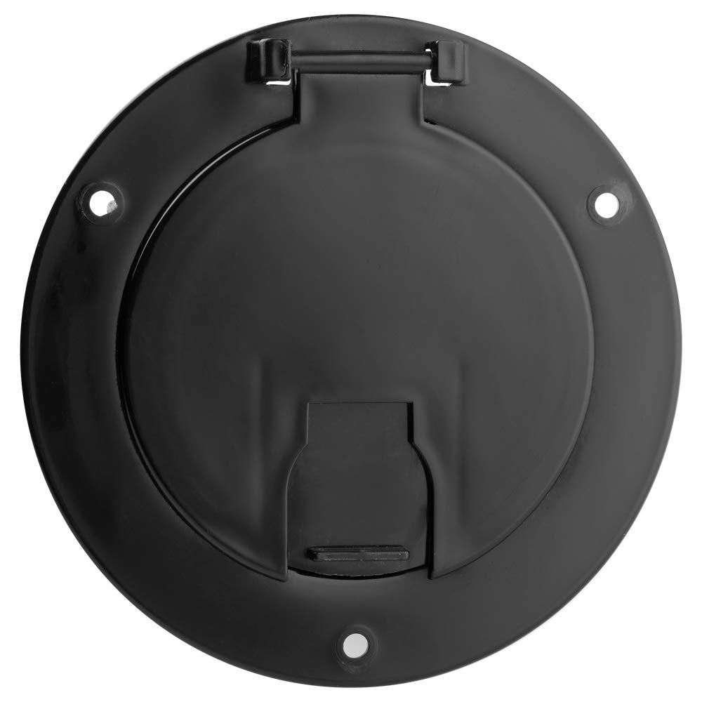 Halotronics 5-Inch Round Electric Cable Hatch for 30/50 Amp Cords, Black - Model HT-EH01B, Durable Plastic Construction