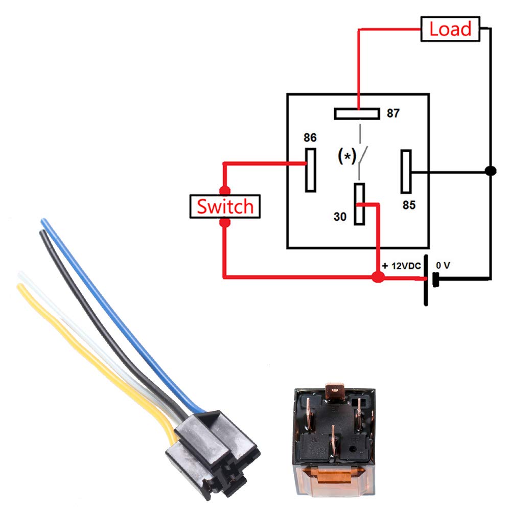 Esupport Car Universal Transparent Relay 12V 80A Spst 4Pin Switch Wire Socket Plug Harness Kit Pack Of 5