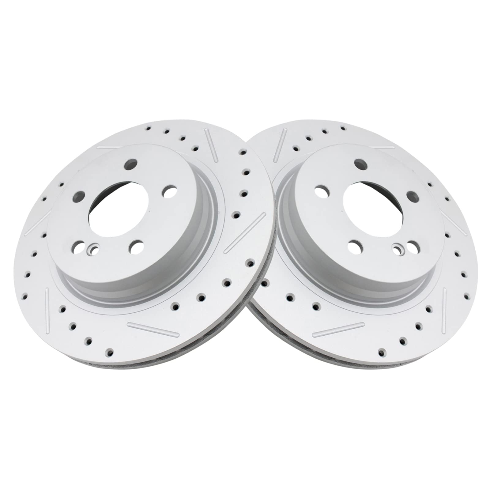 Trq Rear Performance Brake Rotors Set Vented Premium G-Coated Compatible With 2012-2015 Mercedes-Benz C250 2013-2014 C300 2008-2