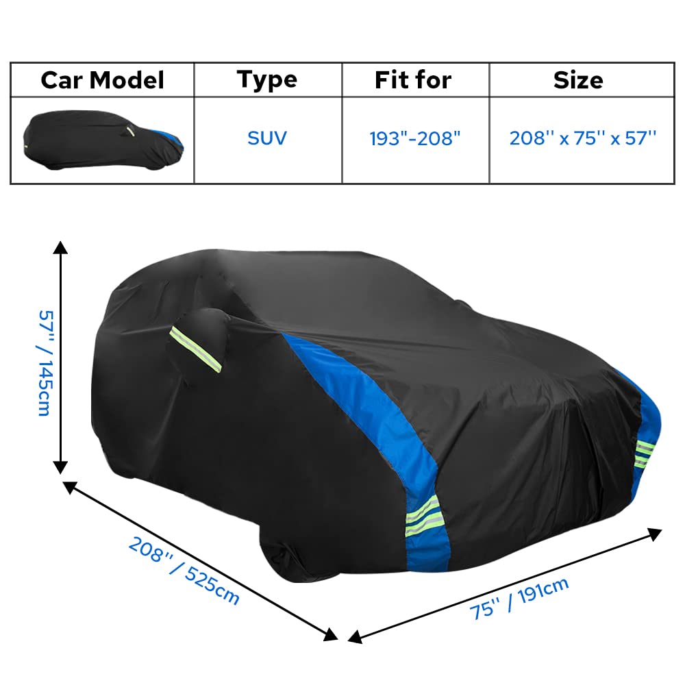 Avecrew Suv Car Cover Waterproof All Weather For Automobiles, Outdoor Heavy Duty Full Exterior Suv Covers (Length: 193''-208'')