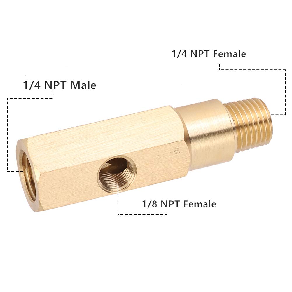 Oil Pressure Gauge Adapter,Brass Oil Pressure Sensor,Oil Pressure Sensor Tee Adapter 1/4 Npt Female 1/4 Npt Male Fit For 360 290 (1/8)