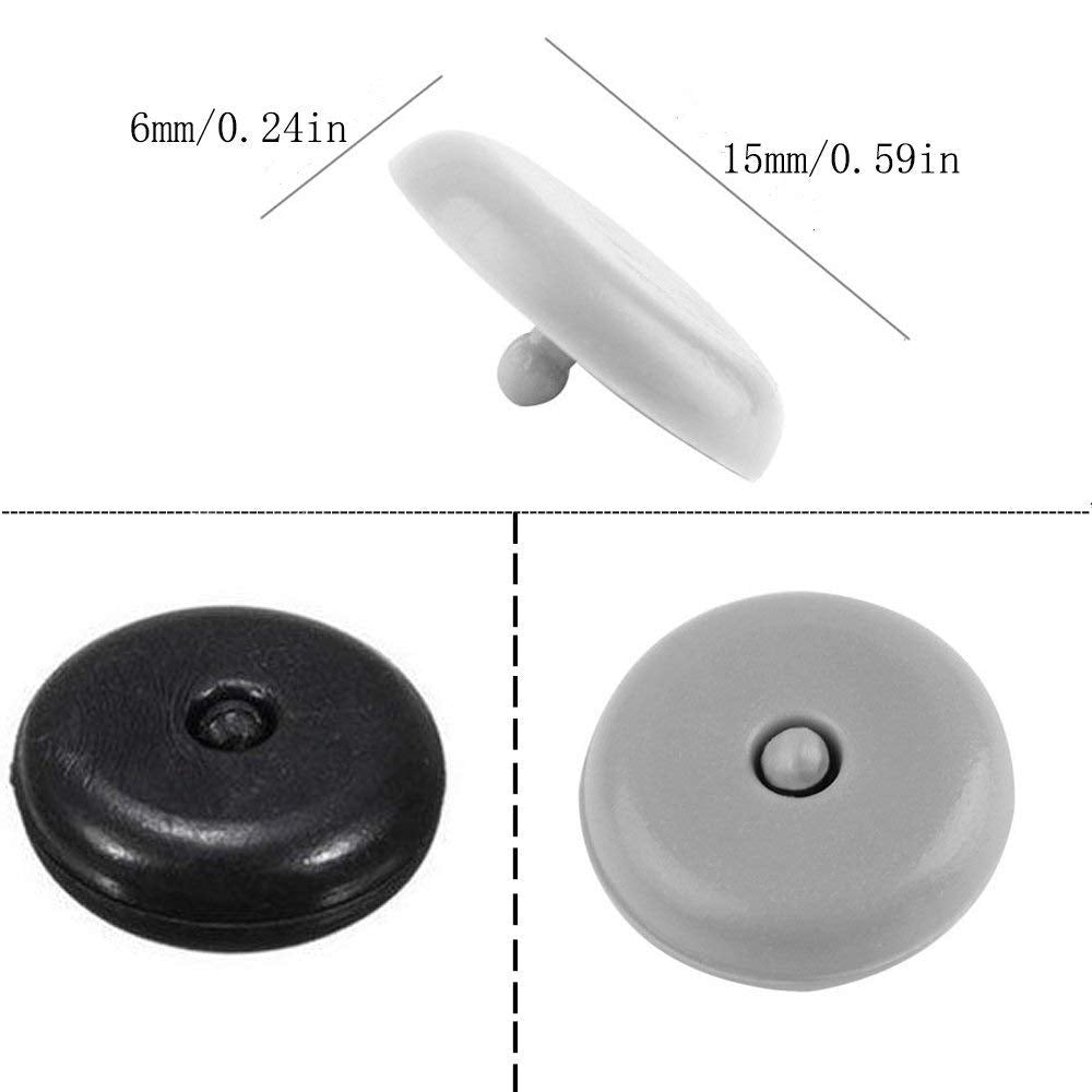 Y-Axis Seat Belt Button Buckle Clip Stop - Universal Fit Stopper Kit (Black + Beige + Grey, 18 Sets)