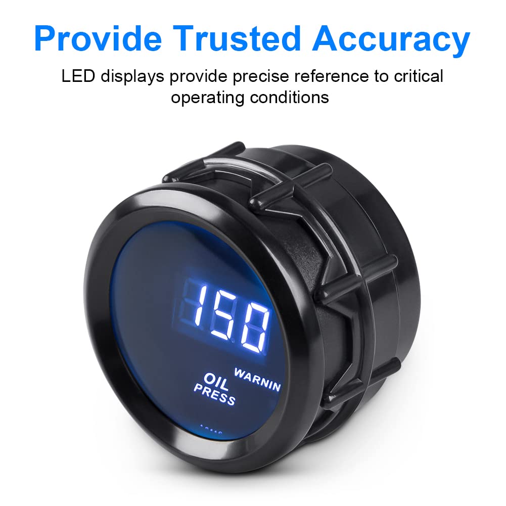 Waterwich Oil Pressure Gauge 0-150 Psi Dc12V Press Gauge Meter Kit 2Inches 52Mm For Car Truck Vehicle Automotive