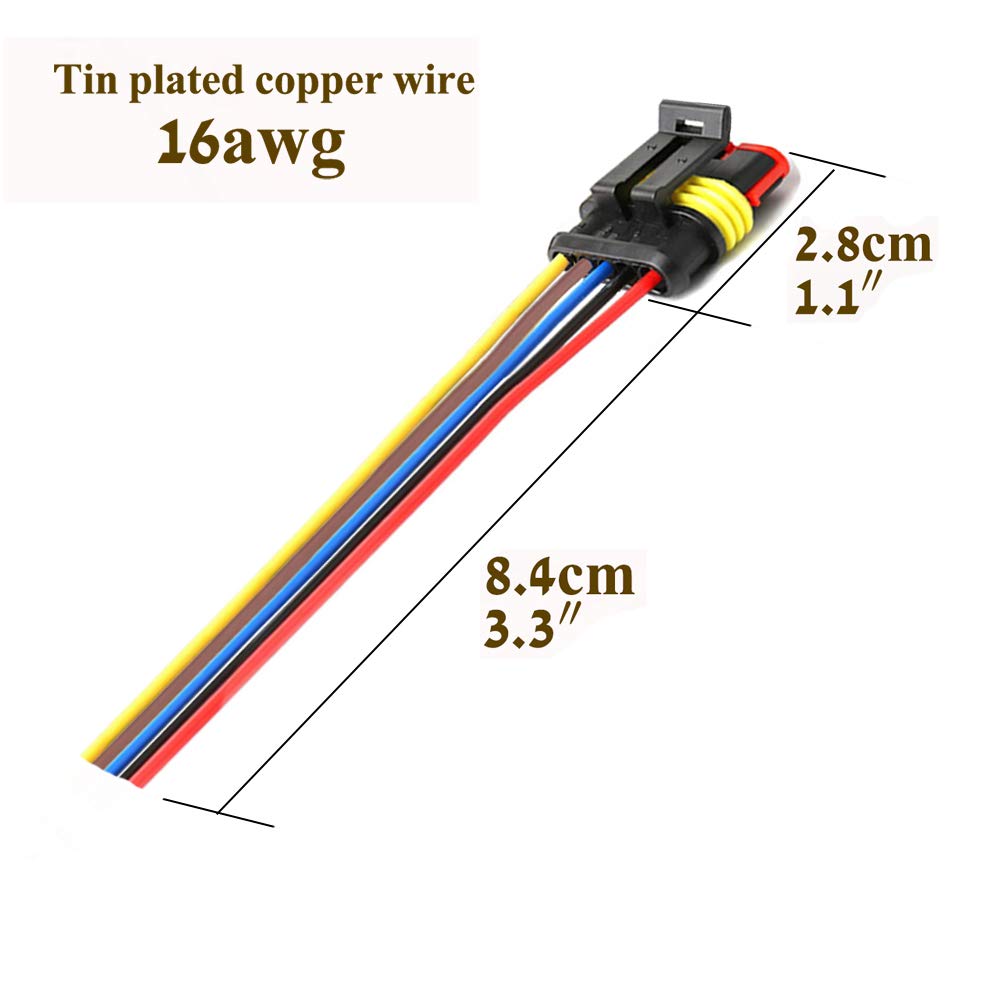 QOFOWIN 5 Pin Connector Waterproof,5Pin Way Car Electrical Connector,with Wire 16 AWG Marine for Car,Truck,Boat,Motorcycle and O