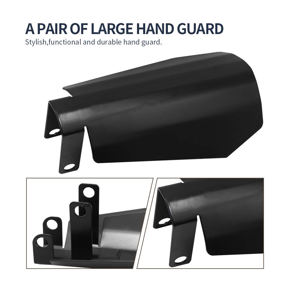 Vkinman Motorcycle Handguards - Large Coffin Cut Replacement for 2007-2020 Harley Davidson, Gloss Black, Stainless Steel